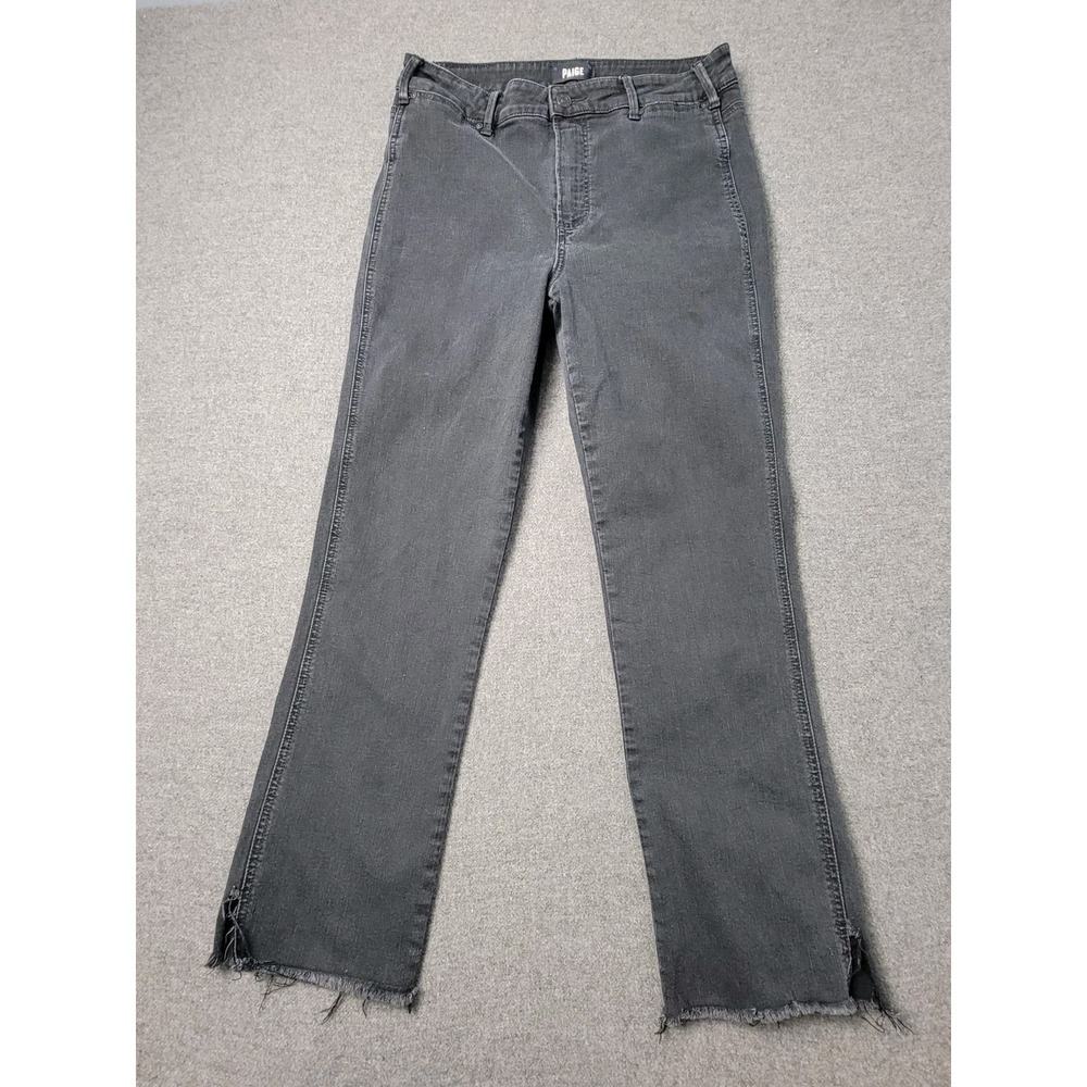 PAIGE Women's Cindy Jeans Gray High Rise Straight Raw Hem Size 30‎